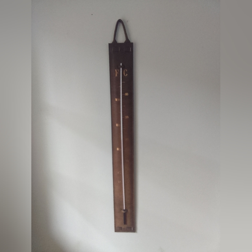 Vintage Brown 35" Wall Thermometer